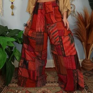 Woodland wide leg trousers- fire (unique/handmade) O/S read descr! ❤️